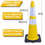 BESEA 8Pack 36” inch Traffic Cones Yellow Road Parking Cones Construction Safety Cone Structurally Stable for Traffic Control(Blue Color)