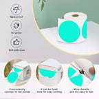 3 X 3 Inch Color Coding Dot Labels Circle Thermal Printable Waterproof 500 Pcs Round Stickers Adhesive Writable for Office, Home, Garage, DIY Sticker, Barcodes, Name Tag, Watercolor Green