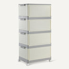 Amazon Basics 4-Tier Storage Bins with Lids, Stackable and Collapsible, 23QT per Tier