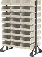 Akro-Mils 30235 AkroBins Plastic Storage Bins, Space-Saving Stackable Bins for Garage, Pantry, Craft Organization, 11" x 11" x 5", Stone, 6-Pack