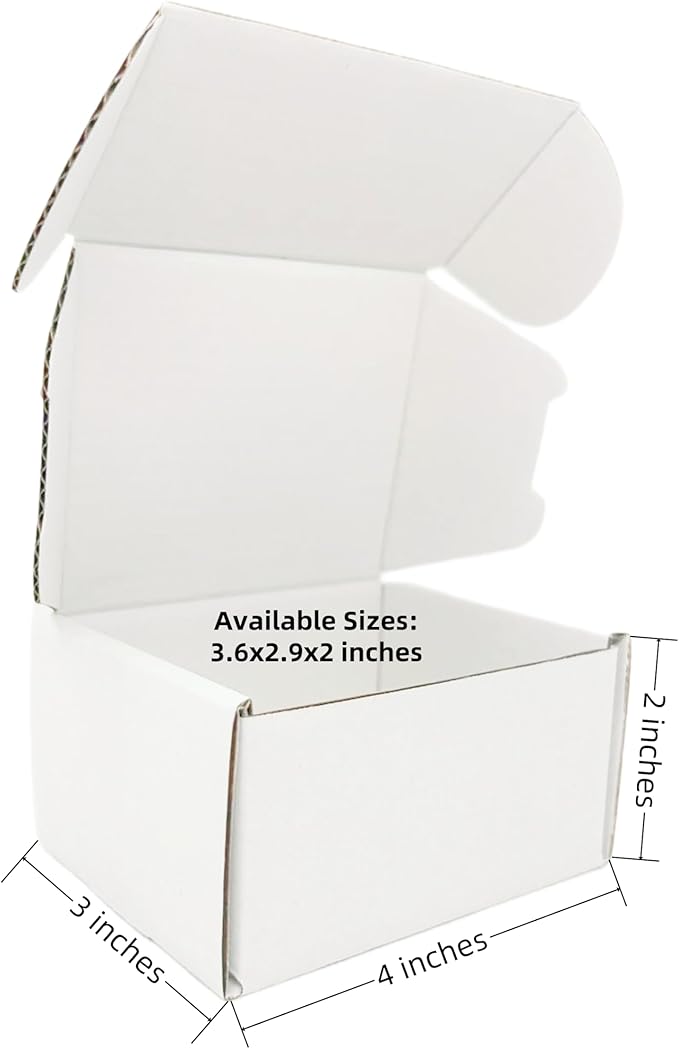 4x3x2 inch Small White Mailers Boxes Recyclable Corrugated Gift Box for Packaging Shipping Set of 10