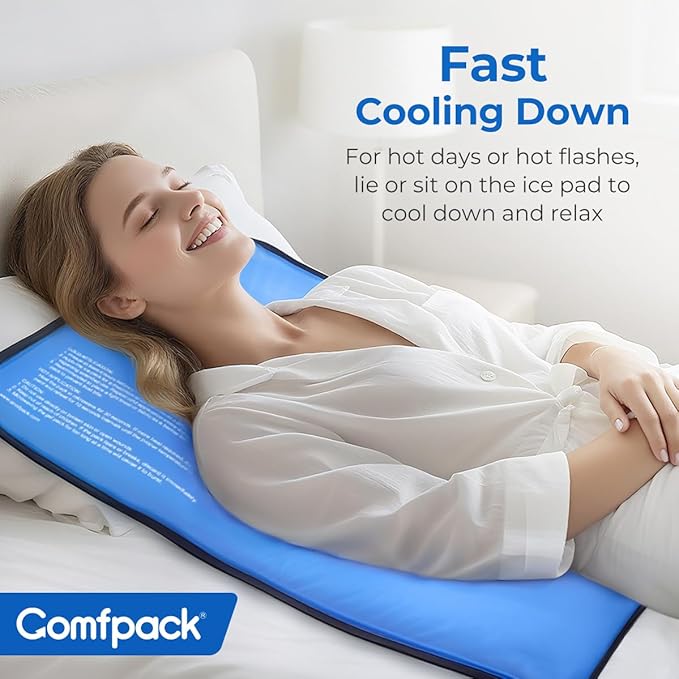 XL Ice Pack for Injuries Reusable, Flexible Hot Cold Pack 21.7 x 13 with 3 Straps for Full Back, Shoulder, Knee, Cold Pack Pain Relief for Swelling, Bruises, Muscle Pain, Inflammation