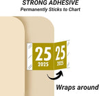 2025 Year Labels, Doctor Stuff 2025 Chart Stickers, Gold Color Coded, Tabbies 11700 Style, USA Made Year Stickers for End Tab File Folders, 1000/Roll, 1 Roll, 3/4" x 1-1/2"