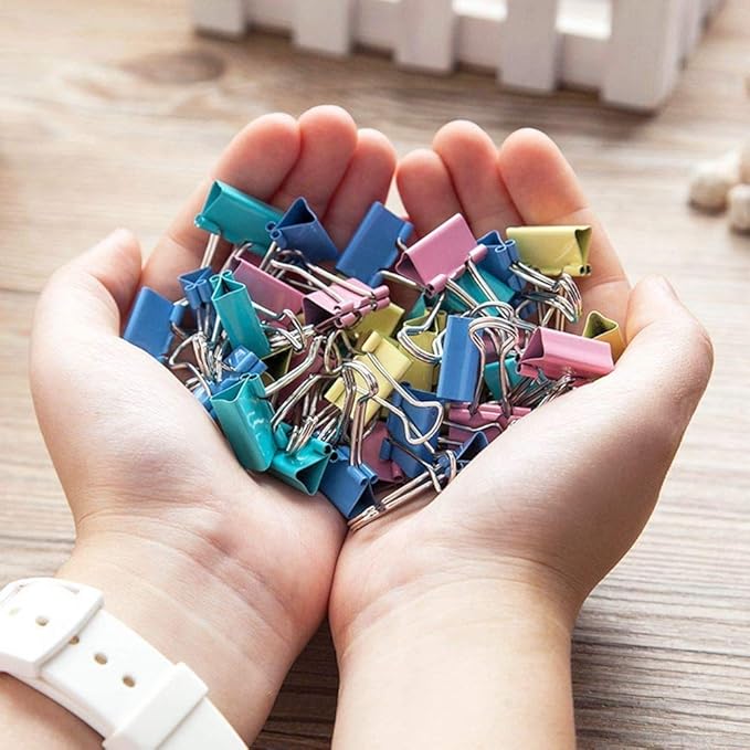Ufmarine Small Binder Clips 1 inch Length, Colorful, for Office (64 Pcs)