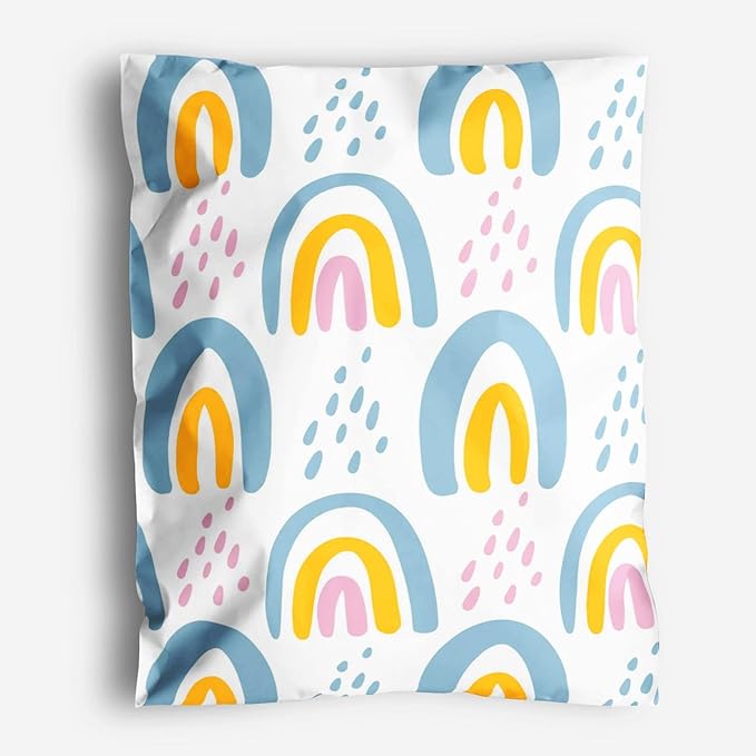 14x19 Poly Mailers – Boho Rainbow Design – Waterproof, Tear-Resistant Shipping Bags with Adhesive Seal – 100 Pack – Package Mint