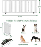 Dog Gates for Doorways, Tall Dog Gate Indoor, Foldable Pet Gates for Doorways Bedroom, Freestanding Puppy Gate with Metal Support Feet, Room Divider, 4 Panels (White)