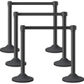 6 Pack Premium Crowd Control Stanchion Set, 40" H Delineator Post with 10' Feet Retractable Belt, Heavy-Duty Base, Safety Rope Barriers for Traffic Queue (Heavy Rubber Base, Black)