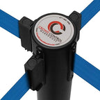 Crowd Control Warehouse CCW Series RBB-100 - Set of 2 Stanchion Retractable Belt Barriers - 11 Foot Blue Belt, Black Post - Easy Assembly