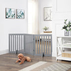 Unipaws Indoor 3 Panels Classic Freestanding Wooden Foldable Pet Gate with Support Feet - Grey, 20" W x 24" H