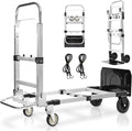 600-Pound 4-Wheel Folding Hand Truck/Cart, Heavy-Duty with Adjustable Height & Length, for Industrial Use and Home Moving