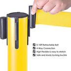 10 ft Crowd Control Stanchion Set, Crowd Control Barrier, Stanchions with Retractable Belts & Water Filled Base, Retractable Stanchions, Queue Management Stanchion (6 Pack) (Yellow)