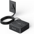 6.5Ft Power Strip with Surge Protector, 8 Outlets 4 USB Ports Extension Cord, Flat Plug Charging Station for Home Office Desk & College Dorm Essentials, Black