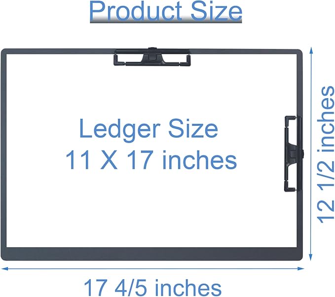 Acocony 11x17 Clipboard Double Clip Aluminium with Pen Holder Extra Large Clipboard Versatile Super Hard 11 x 17 Clipping Board Black Pack of 1