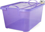 Life Story 24 Pack Light Duty Stackable Storage Bin, 55 Quart Home Organizer, Versatile Lightweight Locking Bins with Carrying Handles, Purple