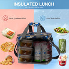 Iknoe Large Cooler Bag Collapsible 24 Can Insulated Bags Leakproof Lunch Cooler Tote with Multi-Pockets for Adult Insulated Thermal Bag for Beach, Picnic, Office Work(Navy Blue)