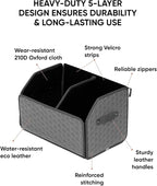 Owleys Foldable Trunk Organizer For Car - Trunk Organizers Car Storage - Collapsible Auto Trunk Organizer With Lid - Small And Large Cargo Organizer - Trunk Organization (Gray 21)