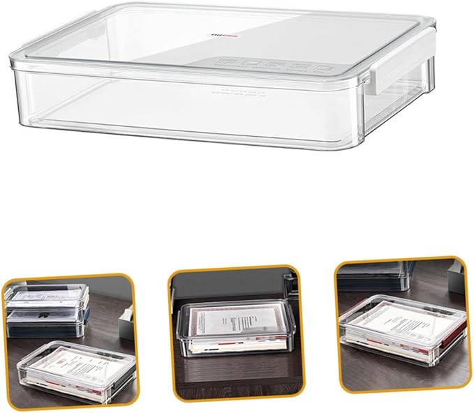 Transparent Stackable File Storage Box for Documents Pet Abs Plastic Organizer Case Clear Design for Easy Content Viewing Home Office School File Holder Small