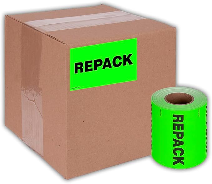 Kenco 3" X 5" Repack Fluorescent Shipping Label Stickers for Shipping and Packing - 500 Adhesive Labels Per Roll (5 Pack)