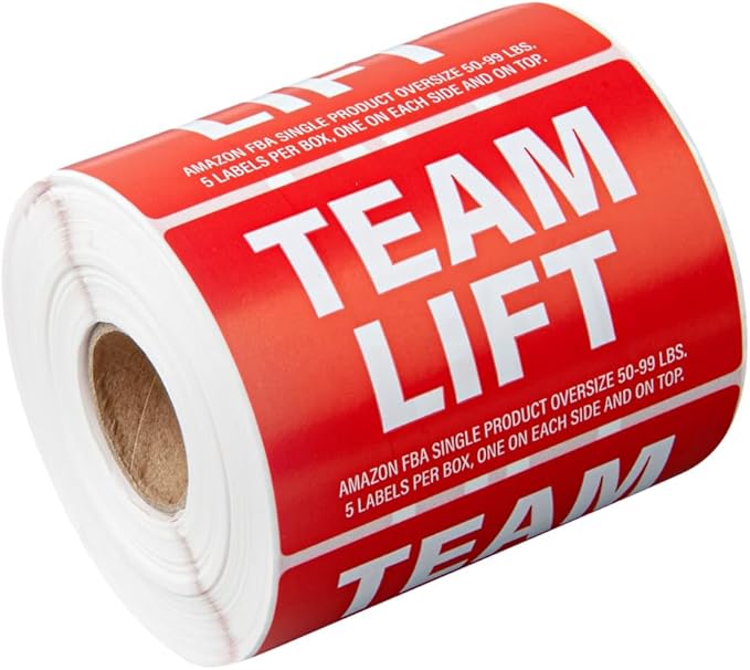 Restaurantware Label Tek 3 x 2 Inch Packaging Stickers 500 Premium Shipping Labels - Team Lift Sustainable Red Paper Inventory Stickers High-Visibility with Strong Adhesives