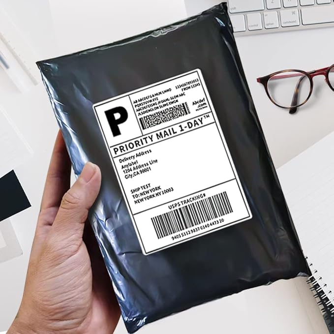 POLYSELLS 200 pcs 6x9 Inches Black Poly Mailers Shipping Envelopes, Strong Adhesive Sealing, Waterproof, and Tear-resistant Postal Mailing Bags for Small Business, Clothes, Non-Fragile Items