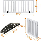 White 18-55" Wide Pet Gate, Bamboo Dog Gate for Stair, Foldable Dog Gates for Doorways House, Freestanding Pet Gates 24inches Tall, Doogie Puppy Gate Fences Indoor