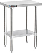 DuraSteel 24x18 Small Stainless Steel Table - NSF Metal Food Prep Commercial Kitchen Workt able - Side Mixer Stand with Under Shelf - For Laundry Room, Kitchen, Outdoor Grill, Small Spaces