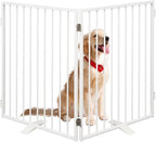 Metal Freestanding Dog Gates,Extra Wide 24", 32" Height Foldable Dog Fence for Indoor & Outdoor, Heavy Duty Freestanding Pet Barrier for Stairs, Doorways, Halls, Kitchen,Yard