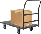 24"x49" Heavy Duty Platform Truck Cart, 2000lbs Capacity Steel Flatbed Cart with Handle & 4 Swivel Wheels, Industrial Utility Steel Hand Push Moving Dolly Cart for Warehouse, Luggage, and Moving