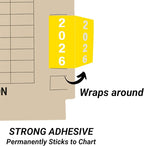 2026 Year Stickers, Doctor Stuff 2026 Chart Stickers, Yellow Color Coded, IFC Style, USA Made Year Labels for X-Ray Jackets, 500/Roll, 1 Roll, 1-7/8" x 1-7/8"