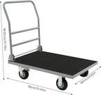 Heavy Duty Foldable Platform Truck Cart with 4 Wheels,36'' L x 24'' W Steel Rolling Flat Cart Push Cart Dolly Large Hand Truck Dolly 2200LBS Capacity Moving Hand Dolly for Groceries,Garage,Warehouse