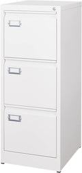 3 Drawer File Cabinet with Lock Metal Vertical File Storage Cabinet Office Home Steel Vertical File Cabinet for A4 Legal/Letter Size Narrow File Cabinet Locked,Assembly Required