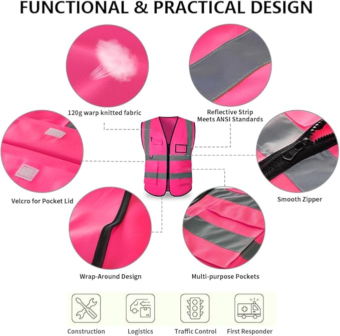 High Reflective Safety Vest for Men Women Breathable With Pocket Zipper for Build Oudoor Work Meet ANSI/ISEA Standard
