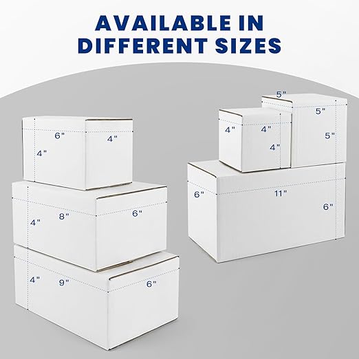 Golden State Art 4x4x4 Inches White Shipping Boxes 28 Pack, Corrugated Cardboard Box for Small Business Mailing Shipping and Storage