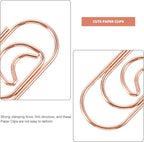 COHEALI 100Pcs Small Crescent Shaped Paper Clips Metal Decorative Clips Rose Gold Multi-Use Office Document Fasteners for Bills and School Supplies