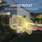 25FT 14/3 Gauge Heavy Duty Outdoor Extension Cord Waterproof with Locking LED Lighted Plugs, SJEOW All-Weather Jacket (-50°C to 105°C), 15amp 1875W, 3 Prong, ETL Certified