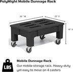 PolyMight Mobile Heavy-Duty Poly Dunnage Rack with Caster Wheels for Warehouses and Commercial Industrial Storage 36" x 22" x 16" with 600 lb Capacity