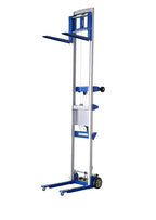 122" 400lbs Material Lift Winch Stacker, Hand Winch Lift Truck with Fixed-Leg, Manual Material Lifter Pallet Stacker for Contractor, Workshop, Industrial, 34.60" L x 24.80" W