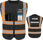 YOWESHOP High Visibility Reflective Safety Vest with Pockets Custom Your Logo Safety Workwear