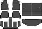 HAFIDI® Floor Mats & Cargo Liner & Seatback Cargo Set Fit for 2020-2023 Mazda CX9 (6 Seater Models with 2nd Row Bucket Seats Without Center Console) TPE Full Set Floor Mats Custom Accessories - Black