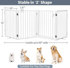 Metal Freestanding Dog Gates with Door for Outdoor Indoor,80'' Extra Wide 36'' Tall Free Standing Dog Gate for Doorways,Large Openings,Deck,Yard,Porch,Foldable Pet Fence(White,4 Panels)