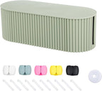 Green Cord Organizer Box, Plastic Cable Management Box with Lid, Power Strips Protector Cover Under TV and Desk for Home, Office, Bathroom, School, Wires Hider Protector for Floor (Small)