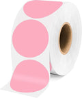 2 Inch Pink Circle Stickers, Permanent Sticky Dots, 500 Pcs Roll, Colored Dot Stickers for Toddlers, Drafting Dots, File Classification Stationery Labels