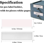 Label Holders Adhesive Shelf Tag Clear Shelf Tag Index Card Pockets Plastic Drawers File Cabinet Storage Bins Label Holder for Supermarket Bookshelf Mailbox Business Kitchen,Pack of 60