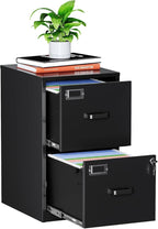 MIIIKO 2 Drawer Filing Cabinet with Lock, Metal Vertical File Cabinets for Home Office, Lockable File Storage Cabinets Under Desk, Letter/A4 File Folders Storage(Assembly Required)