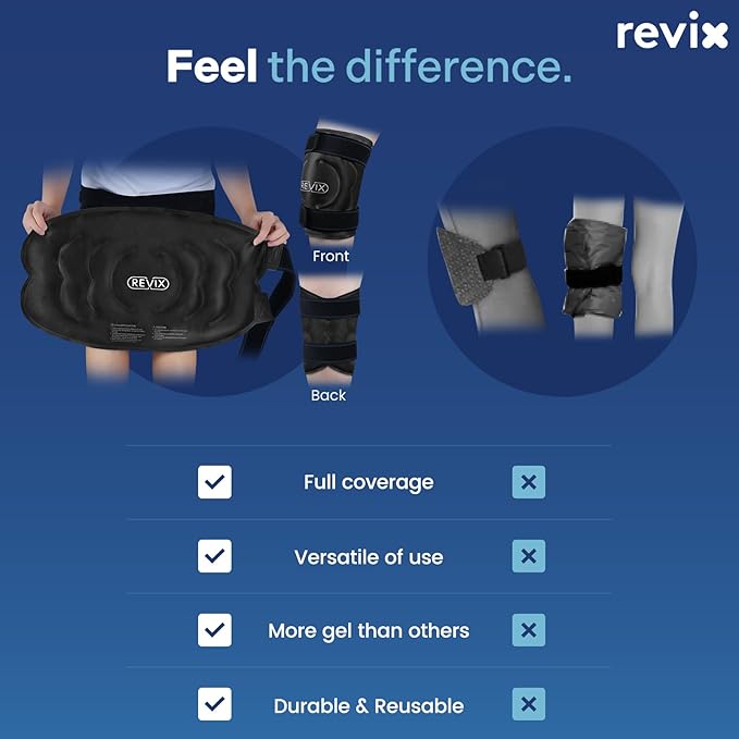 REVIX 20'' XXXL Reusable Ice Knee Wrap for Discomfort Reduction, Extra Large Cold Therapy Gel Pack for Knee, Back, Shoulder Relaxation and Post-Workout Recovery, Soft Plush Lining Cold Pack