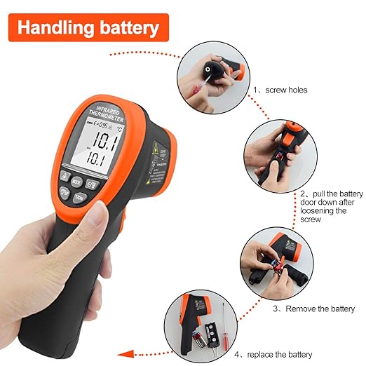 -58℉~2732℉ Digital Pyrometer 30:1 Dual Laser Industrial IR Temperature Gauge,High Heat Infrared Thermometer Gun Orange(NOT for Human Temp Test)