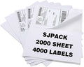 SJPACK Half Page Self Adhesive Shipping Labesl, 8.5" x 5.5" Labels Compatible Laser & Inkjet Printers 2 Label Per Sheet (2000 sheets-4000 Label)