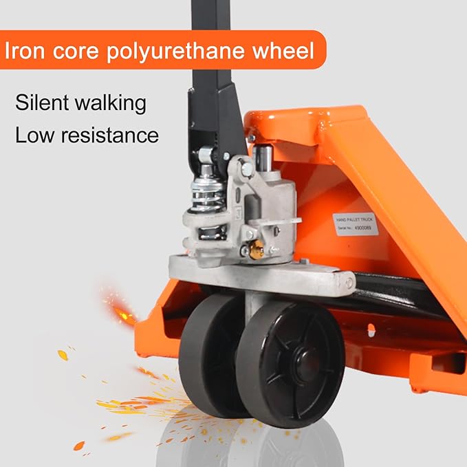 Tory Carrier Pallet Jack Hand Truck Manual Pallet Jacks 6600-Lb. Capacity 27 x 48 Forks Standard Duty, Rubber Handle, PU Wheels