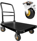 Heavy Duty Platform Truck Flat Cart Hand Trucks,1500 to 2000Lbs Steel Push Cart Dolly with Brake Design, 36 x 24in or 27x19in Large Flatbed Black Trolley (BL, 36X24 Large)