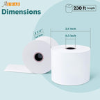 AUEAR, Thermal Cash Register POS Paper Rolls, 2 1/4" x 230' - BPA Free (50 Pack)